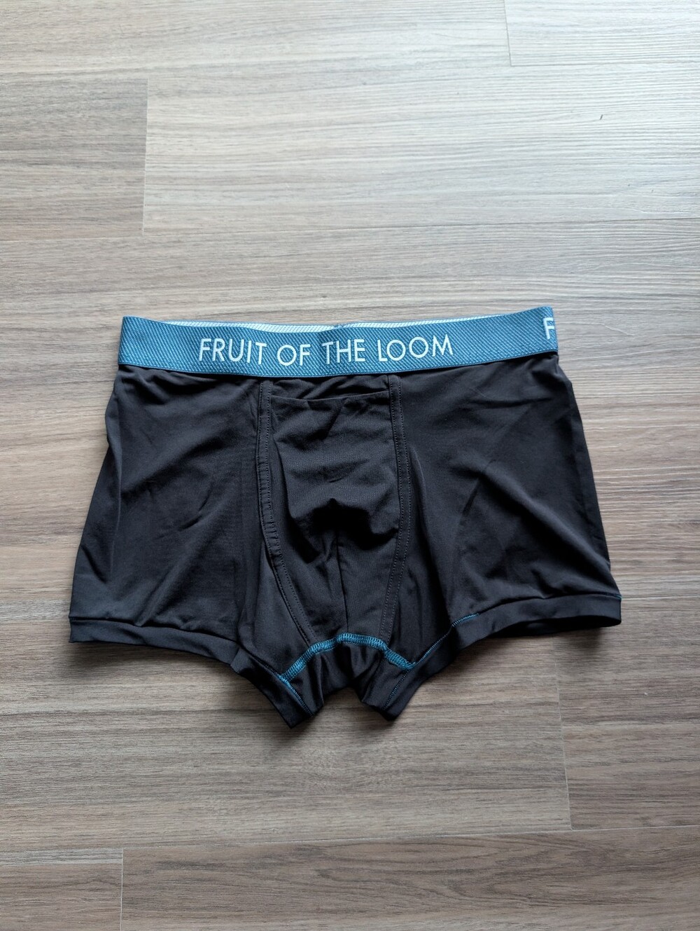 Fruit of the Loom Men's Mesh Black Boxer Briefs with Blue Waistband